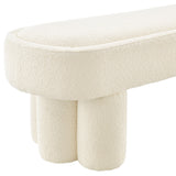 Mossi Cream 52-Inch Oval Boucle Fabric Bench - Ornate Home