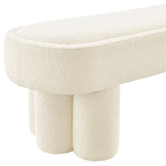 Mossi Cream 52-Inch Oval Boucle Fabric Bench - Ornate Home