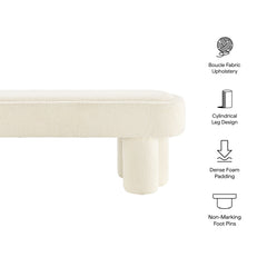 Mossi Cream 52-Inch Oval Boucle Fabric Bench - Ornate Home