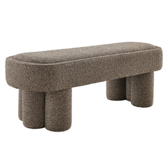 Mossi Earth 52-Inch Oval Boucle Fabric Bench - Ornate Home