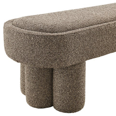 Mossi Earth 52-Inch Oval Boucle Fabric Bench - Ornate Home