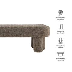 Mossi Earth 52-Inch Oval Boucle Fabric Bench - Ornate Home