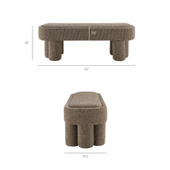 Mossi Earth 52-Inch Oval Boucle Fabric Bench - Ornate Home