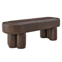Mossi Espresso 52-Inch Oval Vegan Leather Bench - Ornate Home