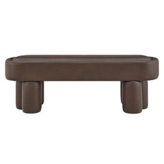 Mossi Espresso 52-Inch Oval Vegan Leather Bench - Ornate Home