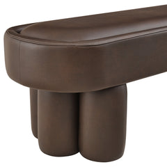 Mossi Espresso 52-Inch Oval Vegan Leather Bench - Ornate Home