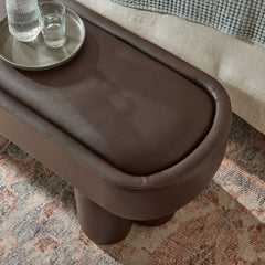 Mossi Espresso 52-Inch Oval Vegan Leather Bench - Ornate Home