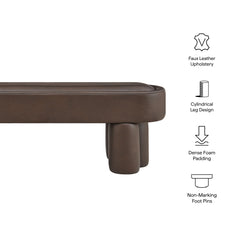 Mossi Espresso 52-Inch Oval Vegan Leather Bench - Ornate Home