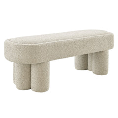 Mossi Marble 52-Inch Oval Boucle Fabric Bench - Ornate Home