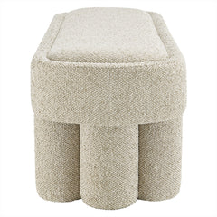 Mossi Marble 52-Inch Oval Boucle Fabric Bench - Ornate Home