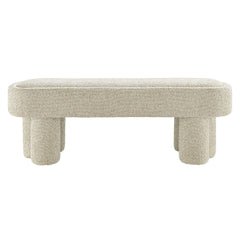 Mossi Marble 52-Inch Oval Boucle Fabric Bench - Ornate Home