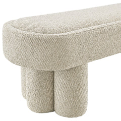 Mossi Marble 52-Inch Oval Boucle Fabric Bench - Ornate Home