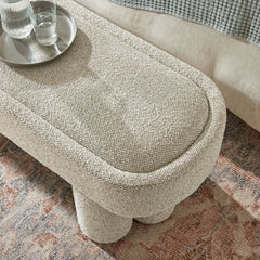 Mossi Marble 52-Inch Oval Boucle Fabric Bench - Ornate Home