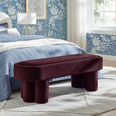 Mossi Mulberry Oval Performance Velvet Accent Bench - Ornate Home