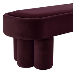 Mossi Mulberry Oval Performance Velvet Accent Bench - Ornate Home