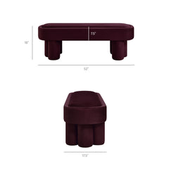 Mossi Mulberry Oval Performance Velvet Accent Bench - Ornate Home