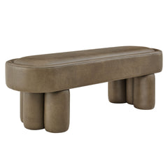 Mossi Mushroom 52-Inch Oval Vegan Leather Bench - Ornate Home