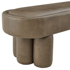 Mossi Mushroom 52-Inch Oval Vegan Leather Bench - Ornate Home