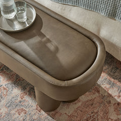 Mossi Mushroom 52-Inch Oval Vegan Leather Bench - Ornate Home