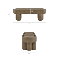Mossi Mushroom 52-Inch Oval Vegan Leather Bench - Ornate Home