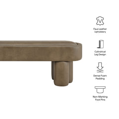 Mossi Mushroom 52-Inch Oval Vegan Leather Bench - Ornate Home