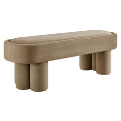 Mossi Taupe Oval Performance Velvet Accent Bench - Ornate Home