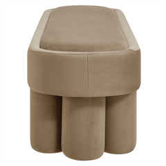 Mossi Taupe Oval Performance Velvet Accent Bench - Ornate Home