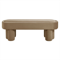 Mossi Taupe Oval Performance Velvet Accent Bench - Ornate Home