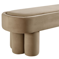 Mossi Taupe Oval Performance Velvet Accent Bench - Ornate Home