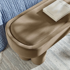 Mossi Taupe Oval Performance Velvet Accent Bench - Ornate Home