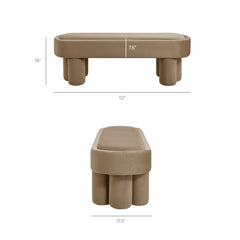 Mossi Taupe Oval Performance Velvet Accent Bench - Ornate Home