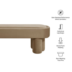 Mossi Taupe Oval Performance Velvet Accent Bench - Ornate Home