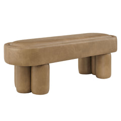 Mossi Toast 52-Inch Oval Vegan Leather Bench - Ornate Home