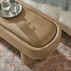 Mossi Toast 52-Inch Oval Vegan Leather Bench - Ornate Home