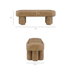 Mossi Toast 52-Inch Oval Vegan Leather Bench - Ornate Home