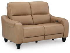 Mosswell Toffee Power Reclining Loveseat - Ornate Home