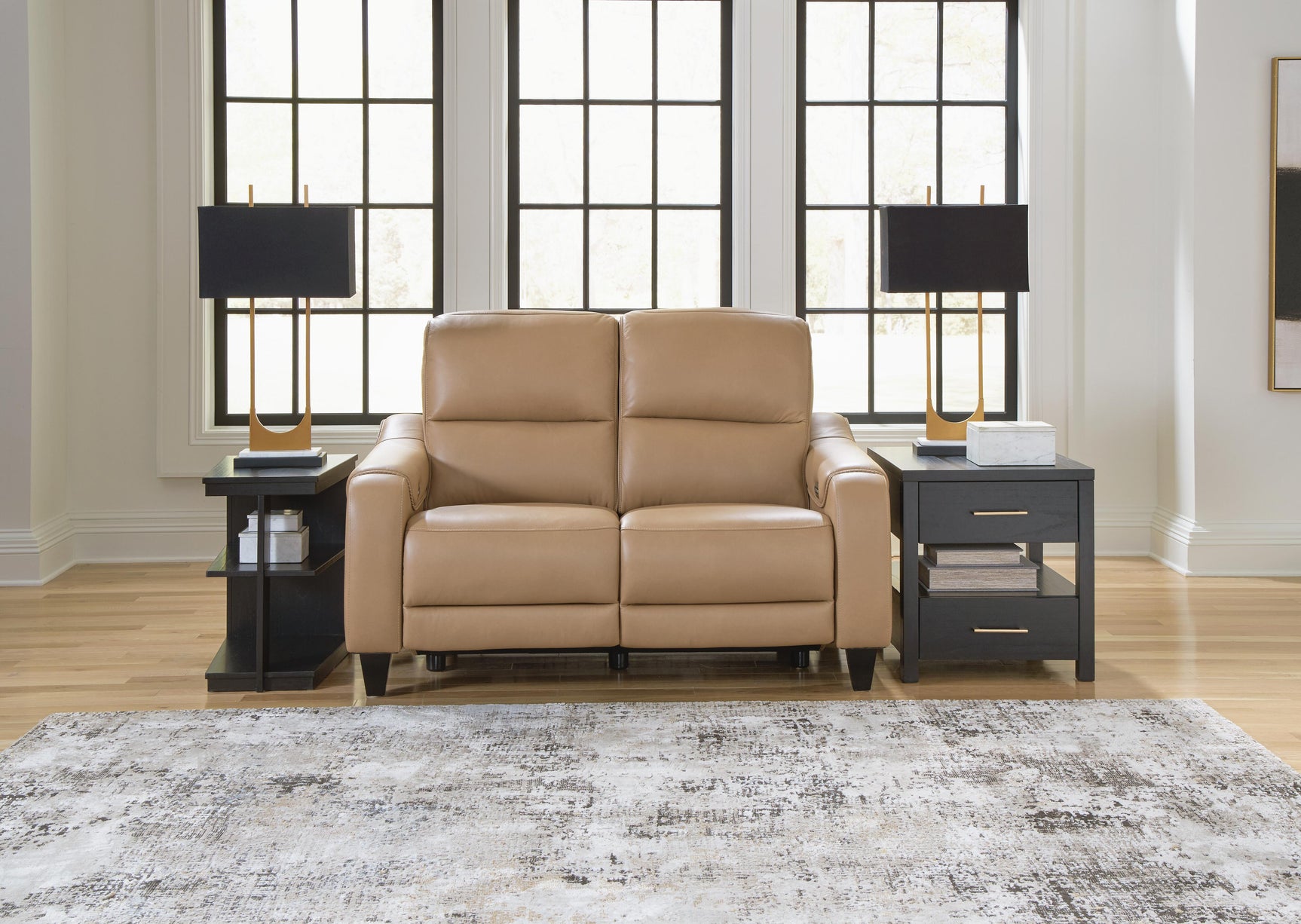Mosswell Toffee Power Reclining Loveseat - Ornate Home