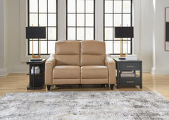 Mosswell Toffee Power Reclining Loveseat - Ornate Home