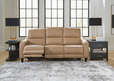 Mosswell Toffee Power Reclining Sofa - Ornate Home
