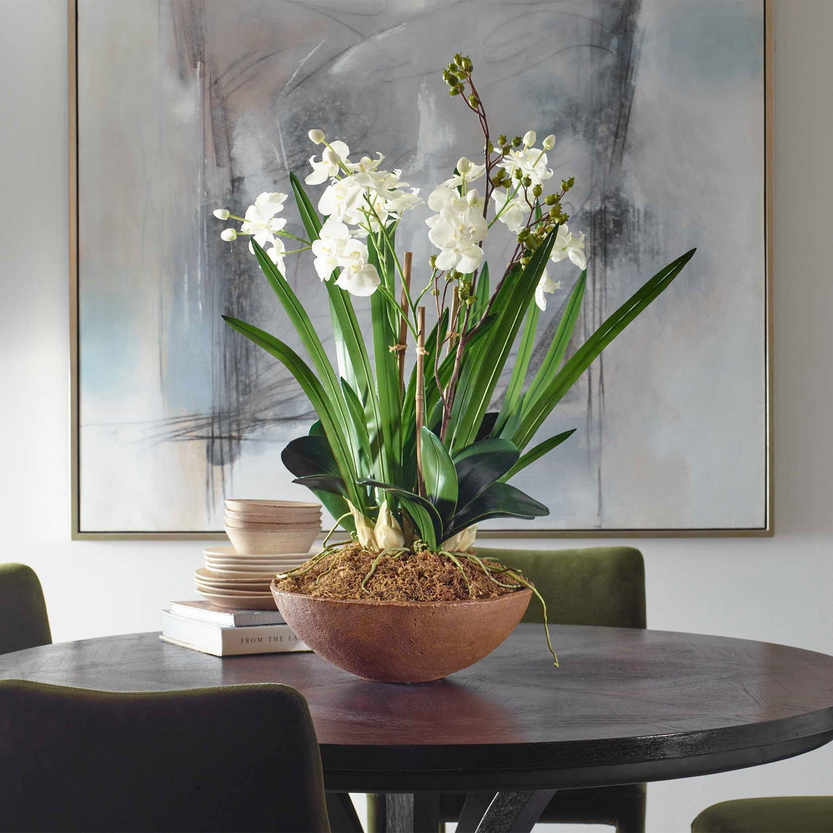 Moth Orchid Brown/Green/White Planter - Ornate Home