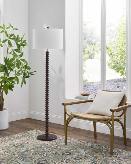 Motozintla Dark Brown Wood Floor Lamp - Ornate Home