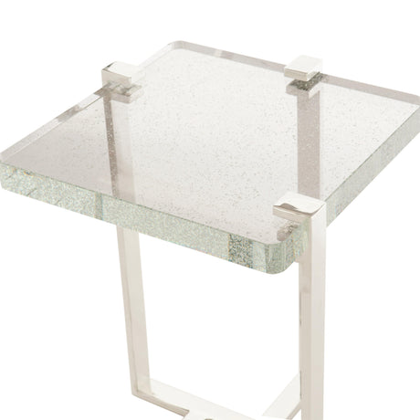 Mott Polished Stainless Steel/Bubble Glass Accent Table - Ornate Home