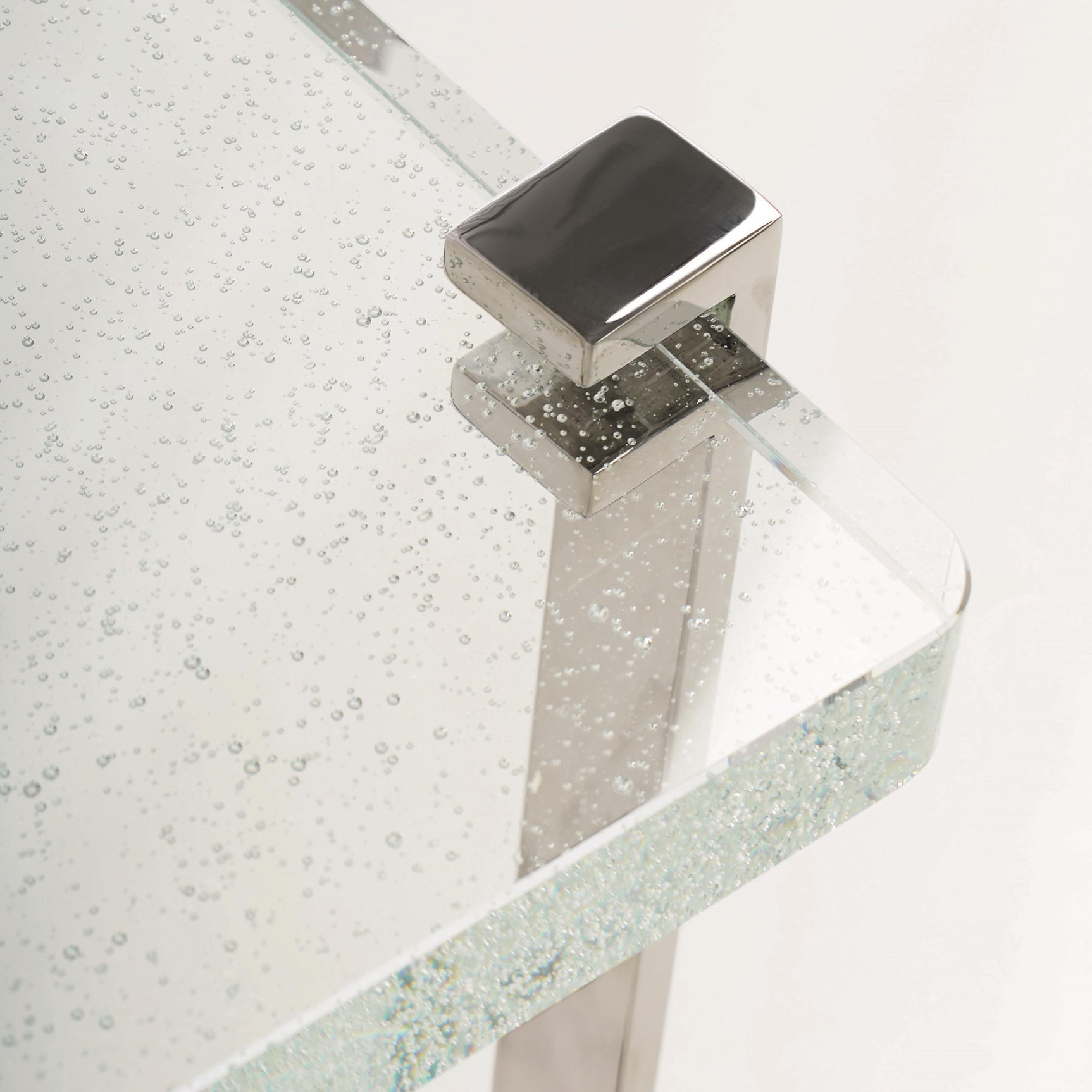 Mott Polished Stainless Steel/Bubble Glass Accent Table - Ornate Home