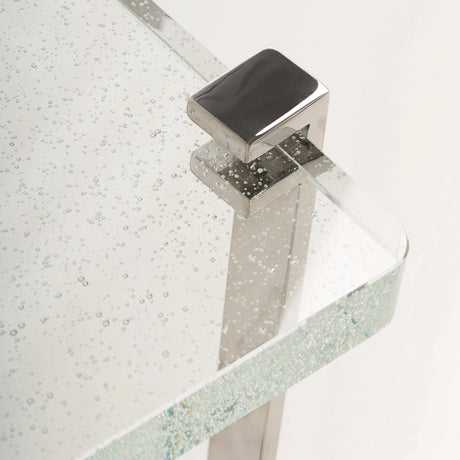 Mott Polished Stainless Steel/Bubble Glass Accent Table - Ornate Home