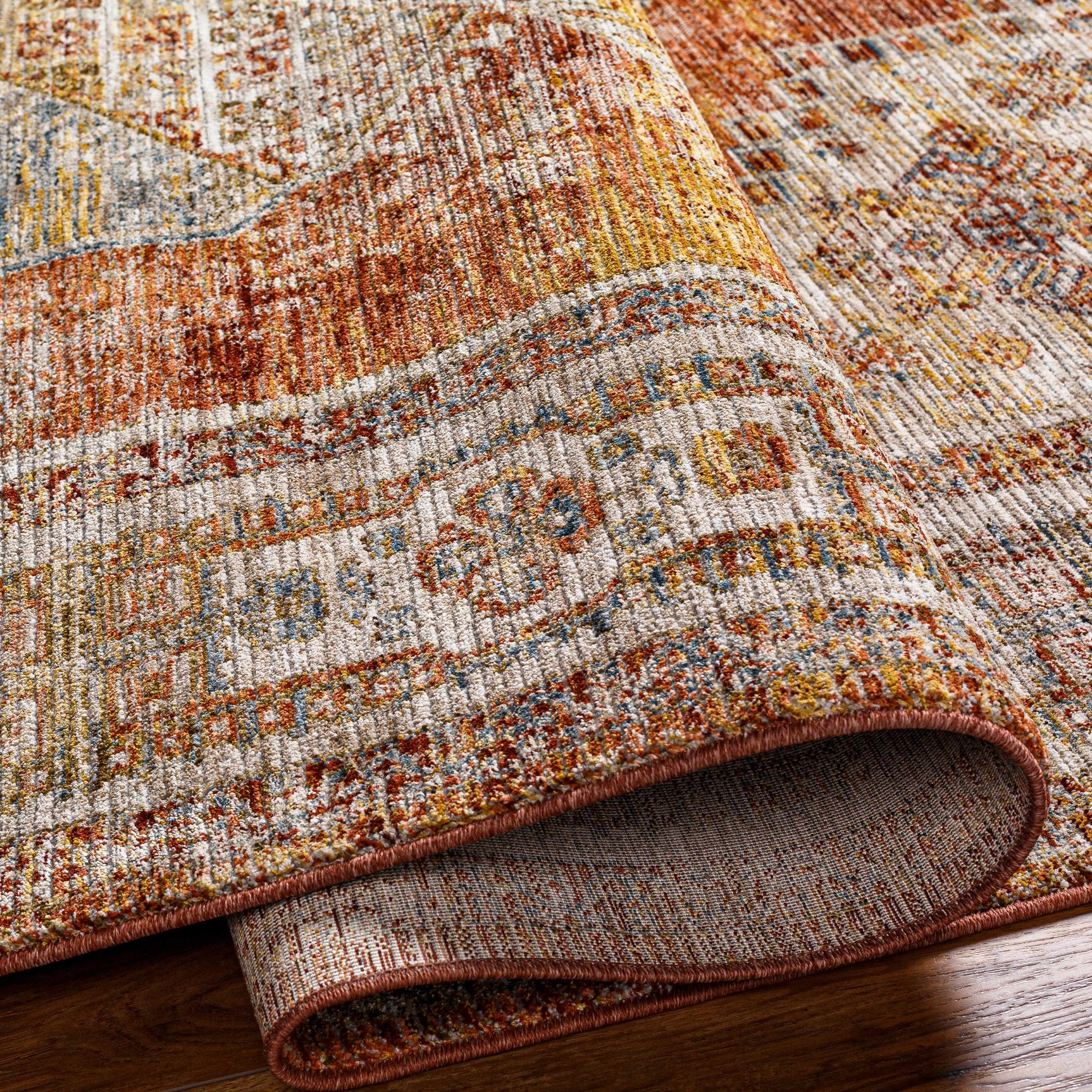 Moya Rust Rich Textured Traditional Rug - Ornate Home