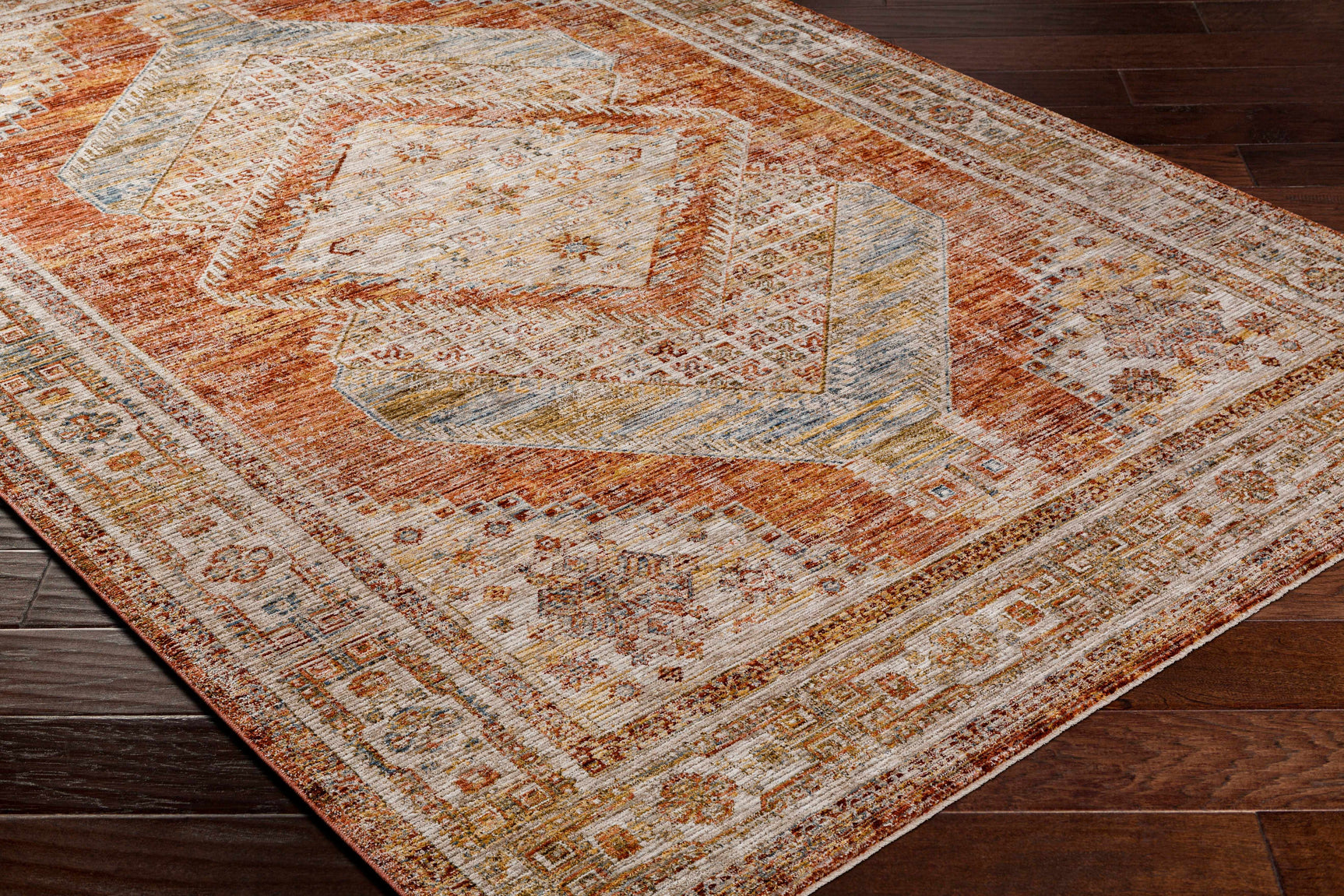 Moya Rust Rich Textured Traditional Rug - Ornate Home