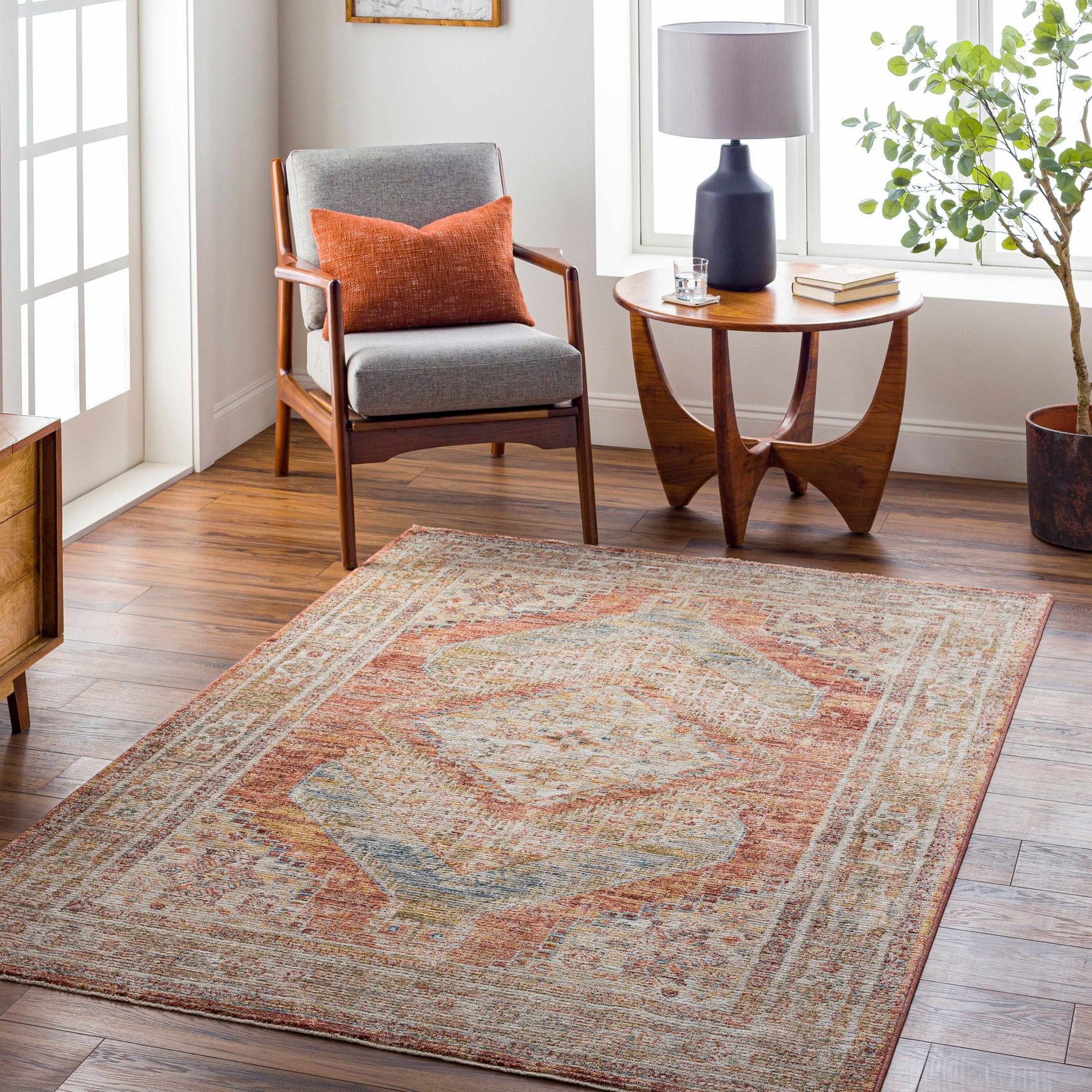 Moya Rust Rich Textured Traditional Rug - Ornate Home