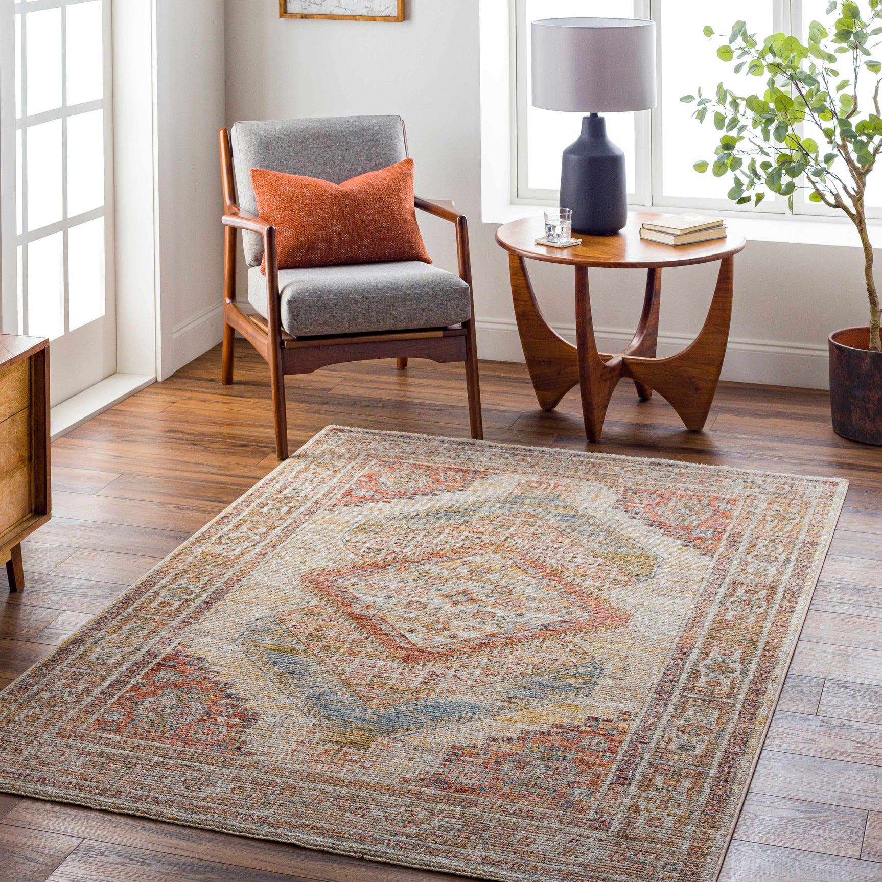 Moya Tan Rich Textured Traditional Rug - Ornate Home
