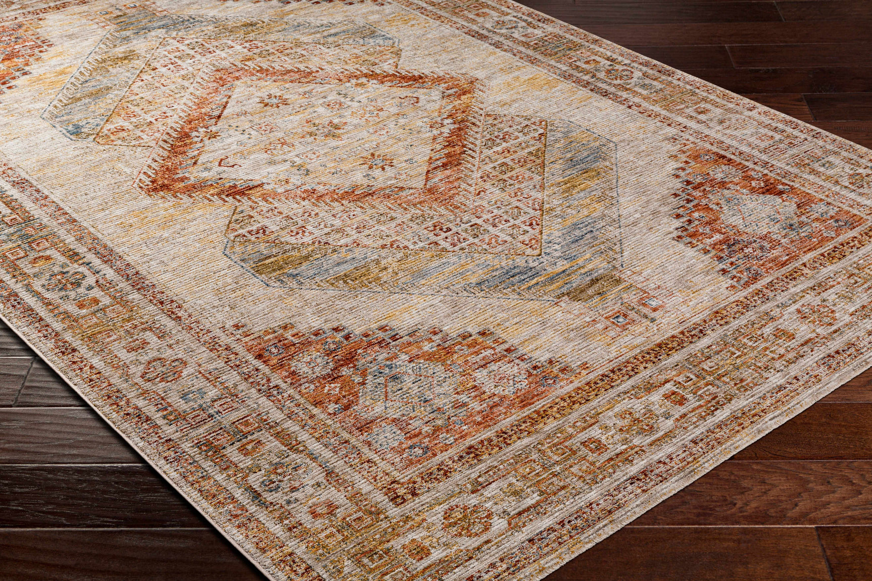 Moya Tan Rich Textured Traditional Rug - Ornate Home