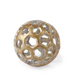 Moyer Gold Small Metal Hollow Decorative Orb - Ornate Home